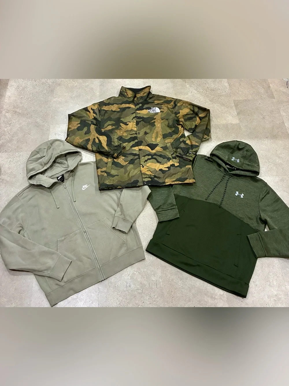 Men’s NORTH FACE/NIKE/UNDER ARMOUR Windwall Sherpa Lined Jacket & Sweatshirt Lot